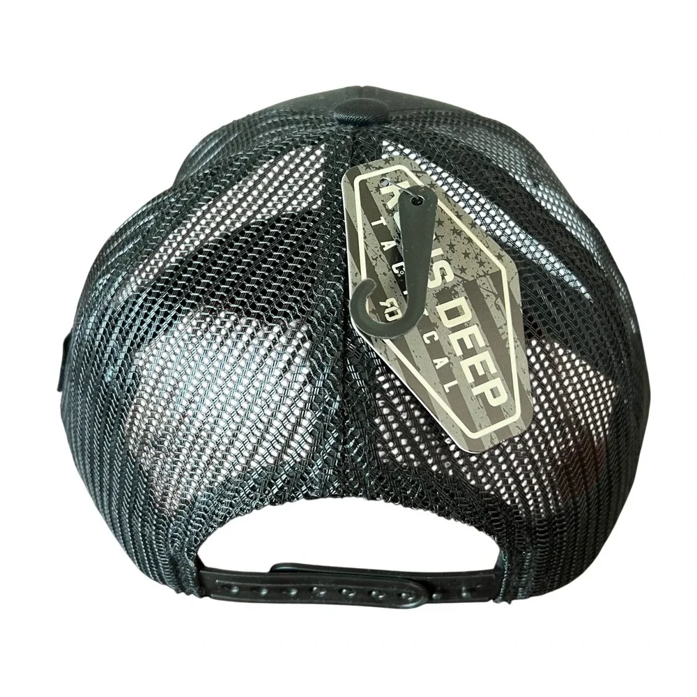 Runs Deep Tactical Mens Black American Flag Trucker Hat Adjustable Snapback Cap